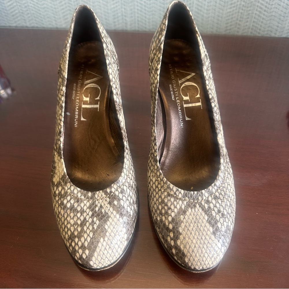 AGL Snakeskin Patterned Heels - Black and Cream